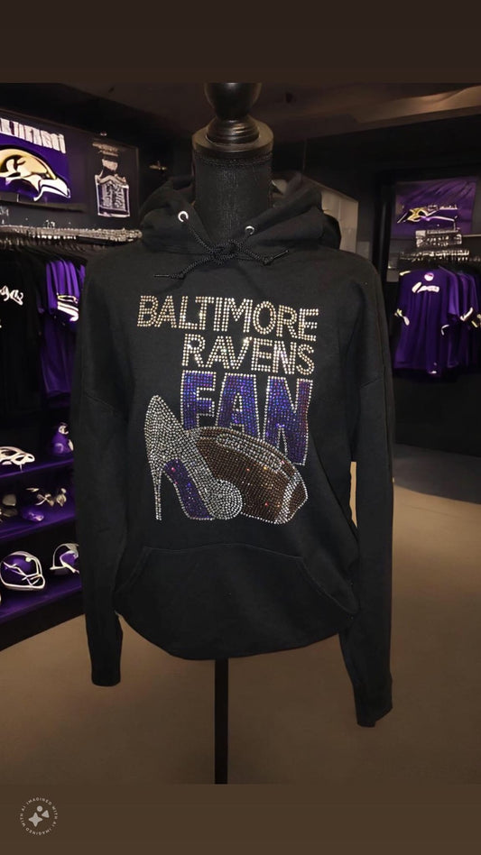Ravens Rhinestone Hoodie - Heel Design