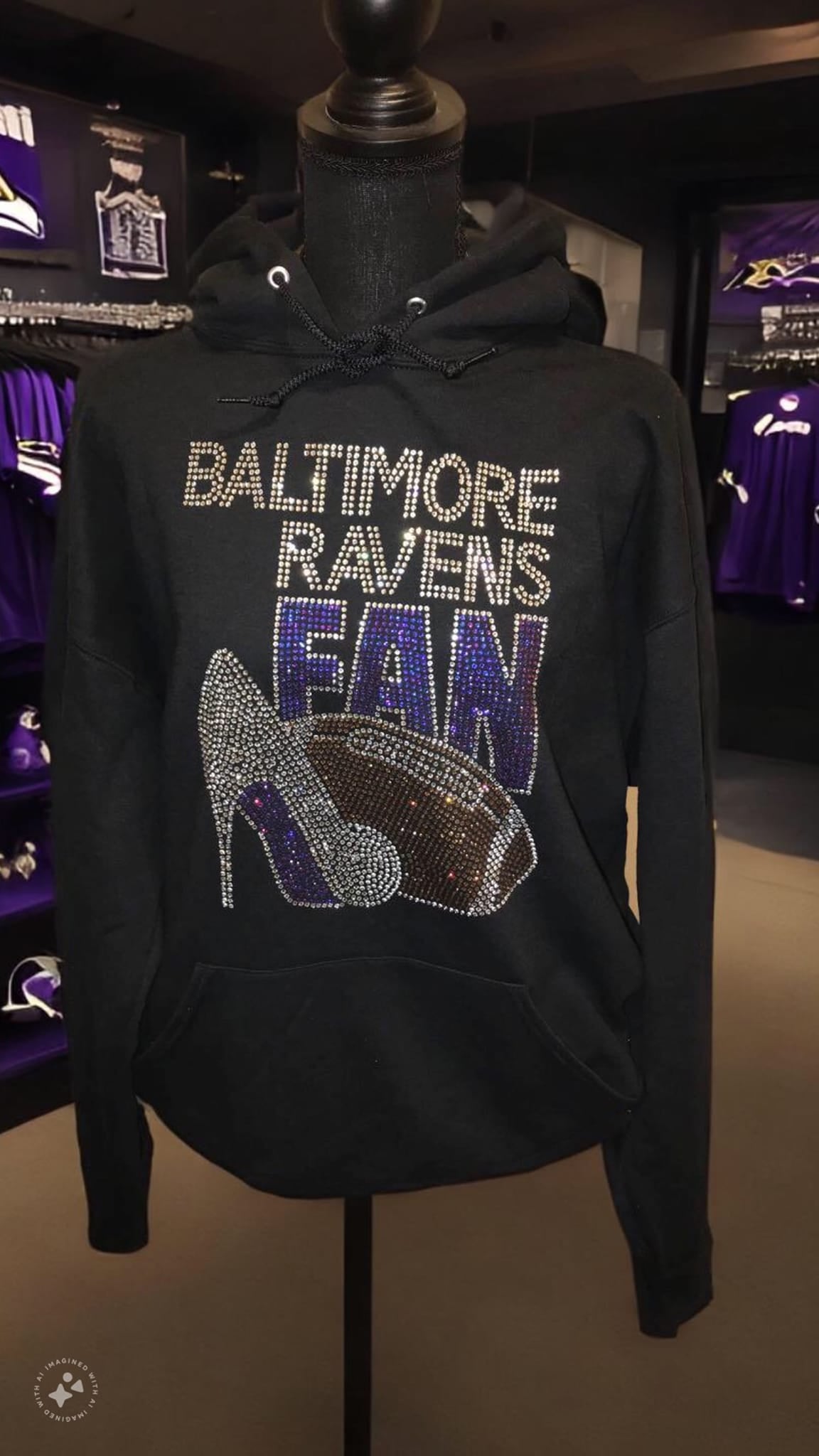 Ravens Rhinestone Hoodie - Heel Design
