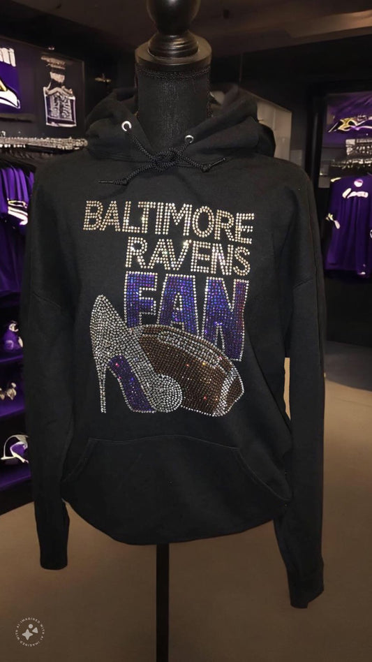 Ravens Rhinestone Hoodie - Heel Design