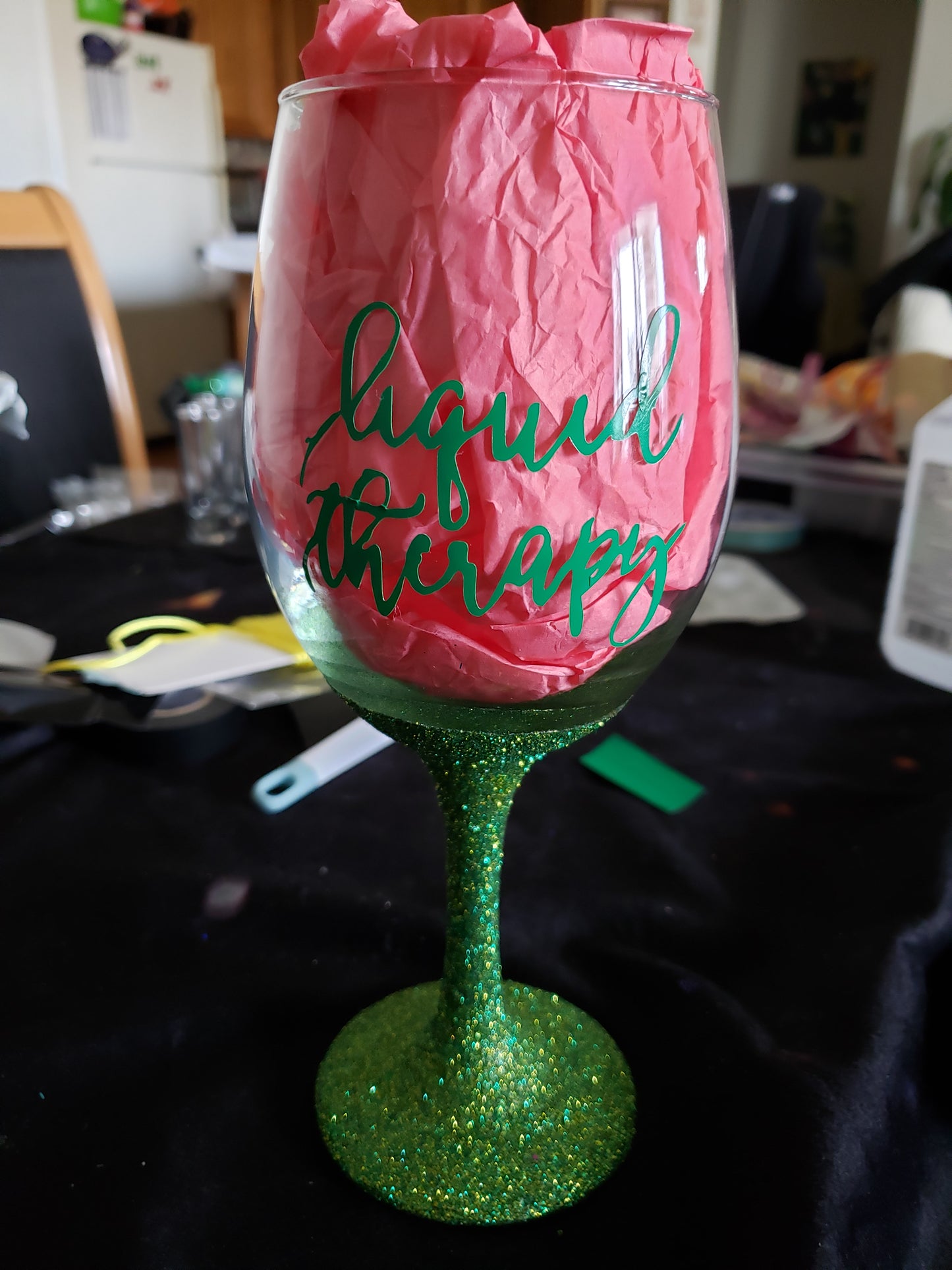 20 oz. Personalized Glitter Wine "Liquid Therapy"