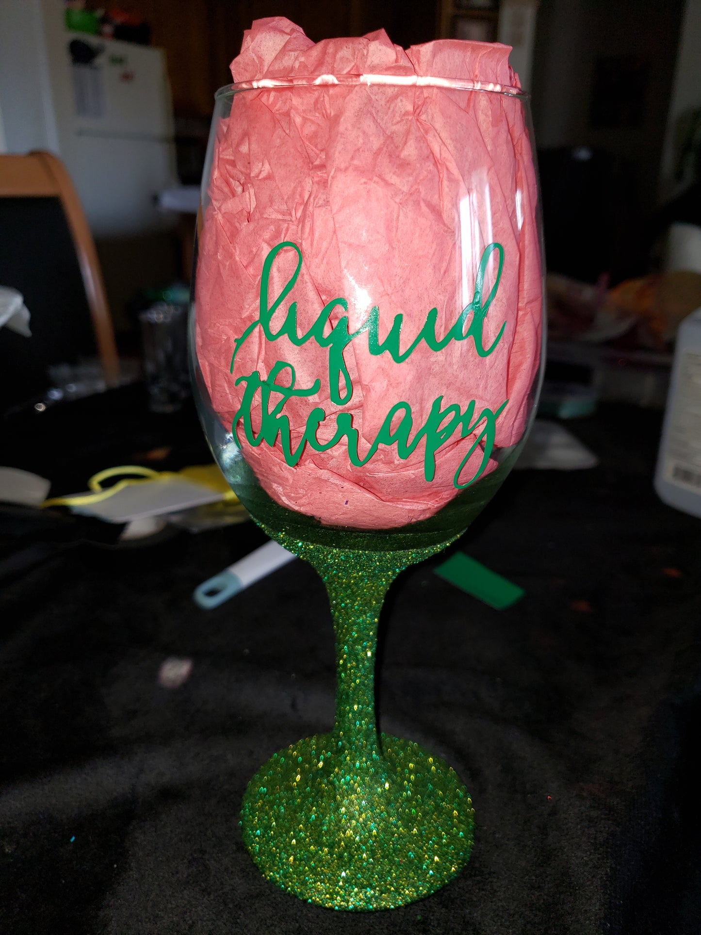20 oz. Personalized Glitter Wine "Liquid Therapy"