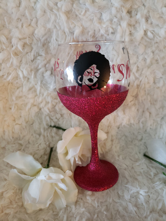 13 oz. Personalized Round Glitter Wine "Sassy but Classy"