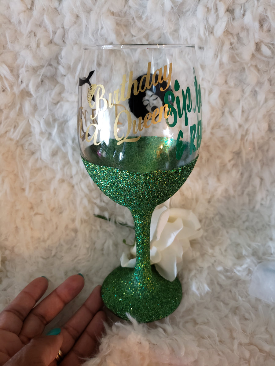 20 oz. Personalized Glitter Wine Sip Back & Relax – Velle Crafts