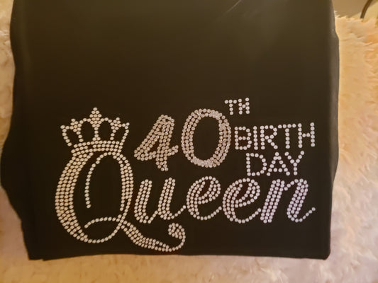 Glitter Vinyl -Birthday Queen Milestone T-Shirt