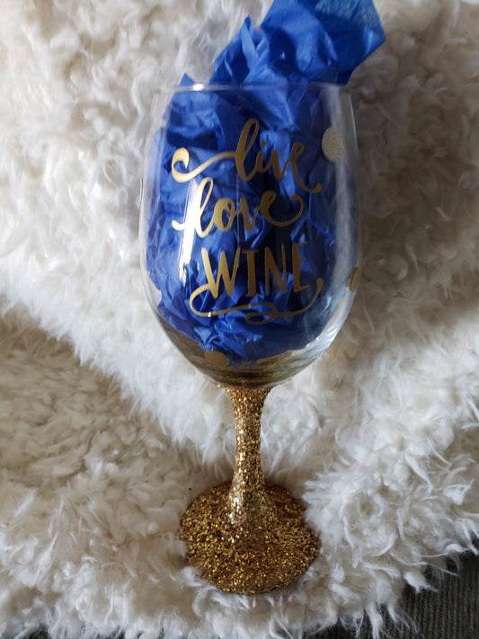 20 oz. Personalized Glitter Wine "Live Love Wine"