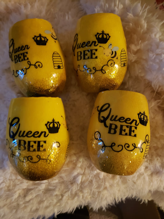 Queen Bee Stemless Wine Glass
