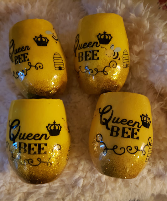 Queen Bee Stemless Wine Glass