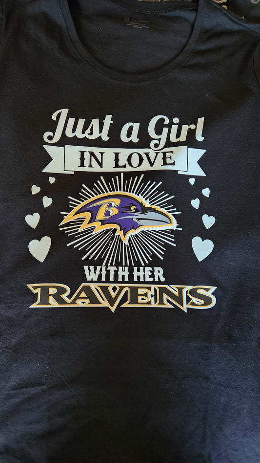 Black T-Shirt "Just A Girl In Love" with White Hearts