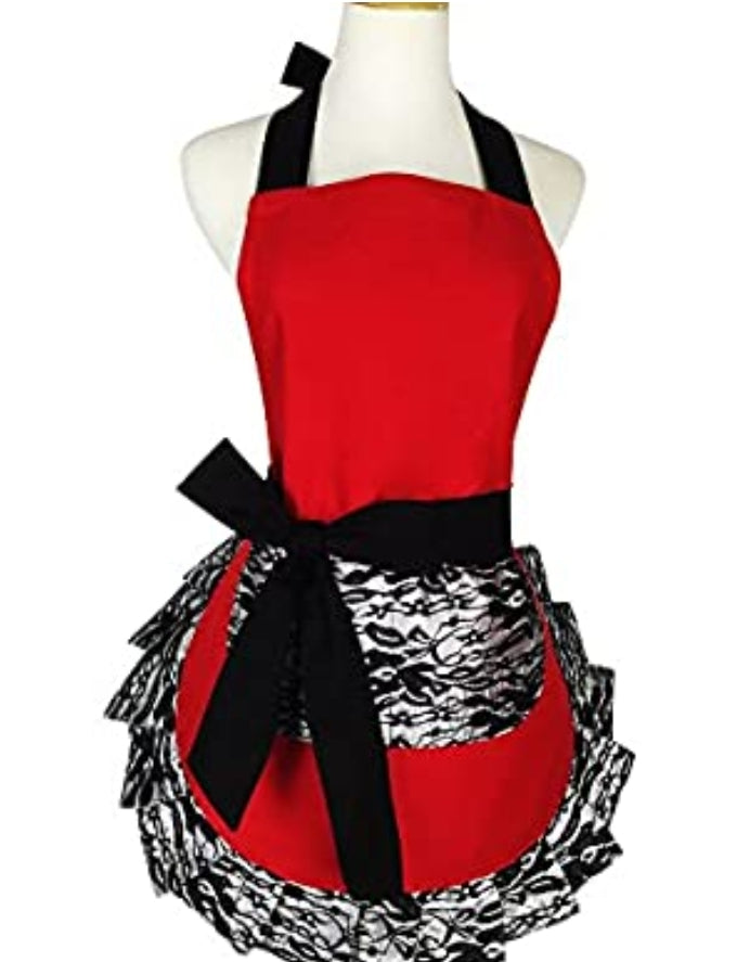 Flirty Lace Apron with Pocket