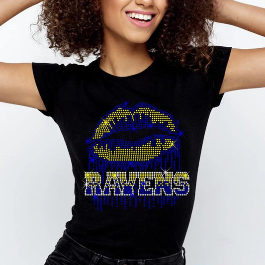 Ravens Rhinestone Lip T-shirts