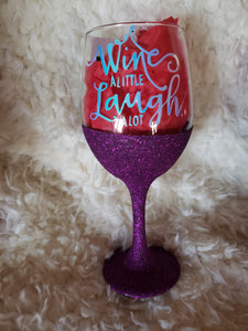 20 oz. Personalized Glitter Wine "Wine A Little Laugh Alot"